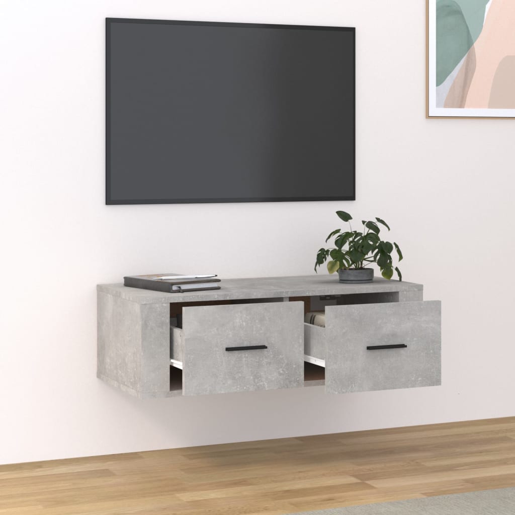 Meuble TV suspendu Gris béton 80x36x25 cm Bois d'ingénierie - XIOS