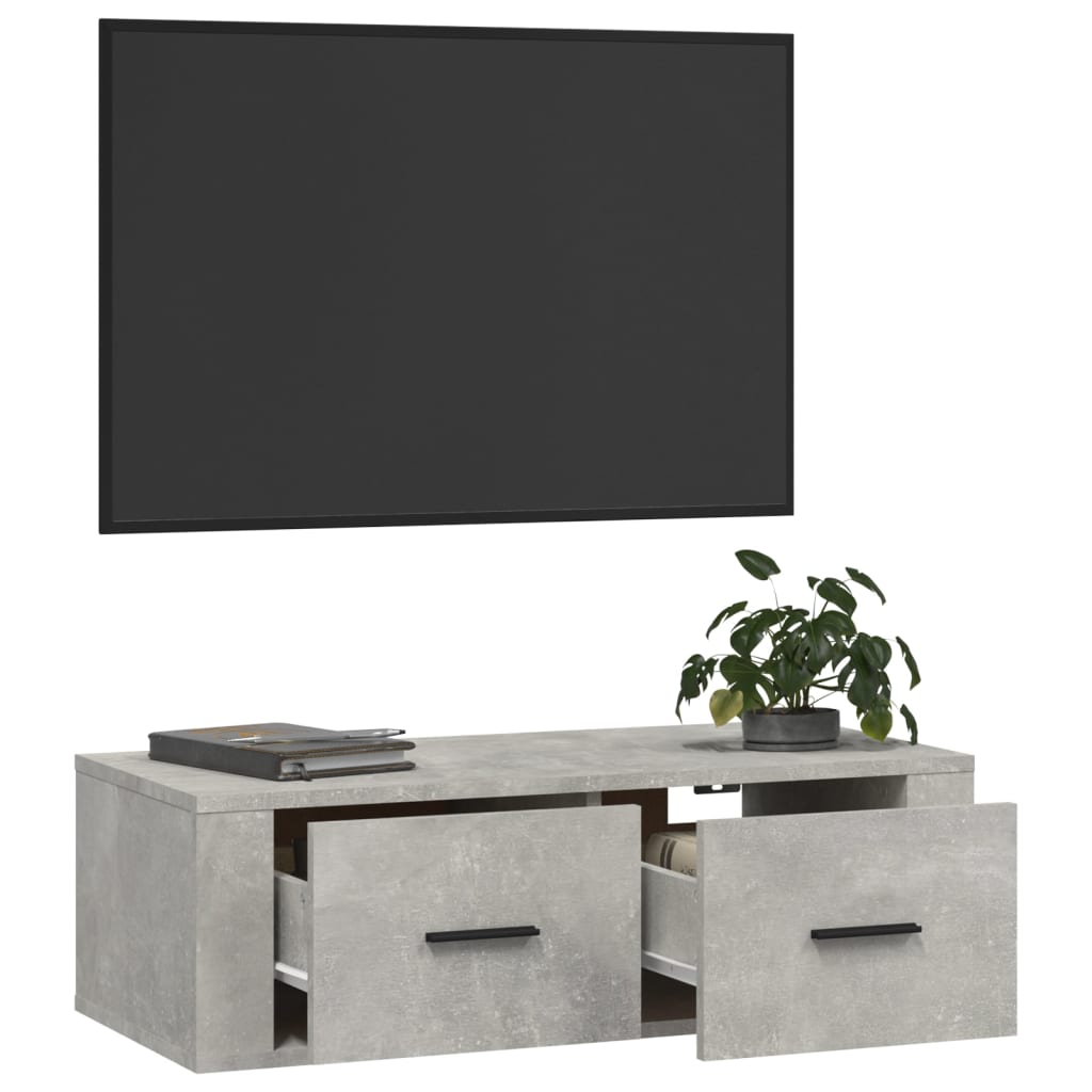Meuble TV suspendu Gris béton 80x36x25 cm Bois d'ingénierie - XIOS
