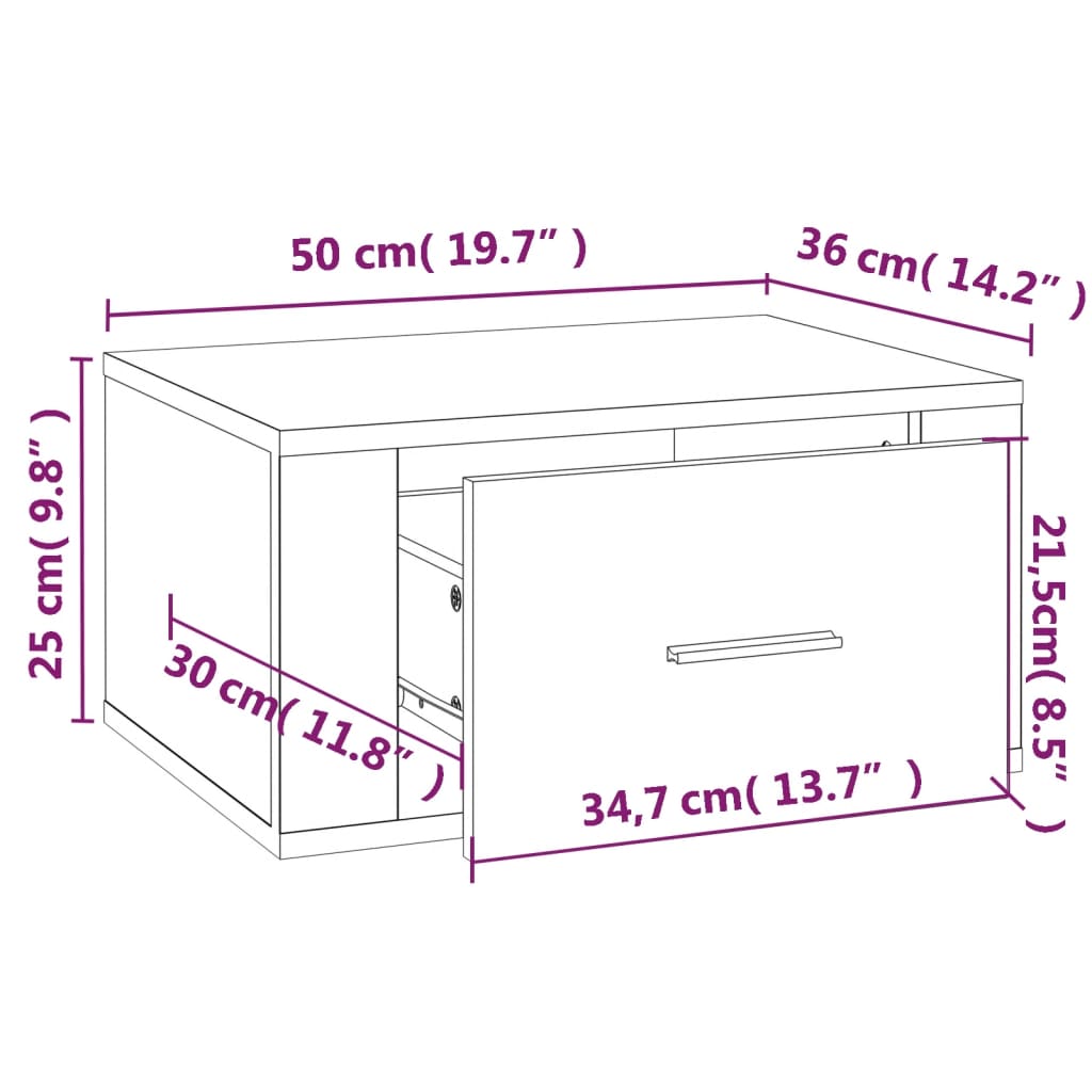 Tables de chevet murales 2 pcs Blanc brillant 50x36x25 cm - XIOS