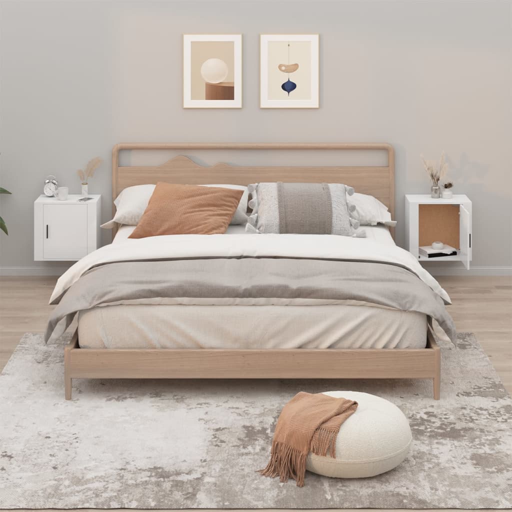 Tables de chevet murales 2 pcs Blanc brillant 50x30x47 cm - XIOS