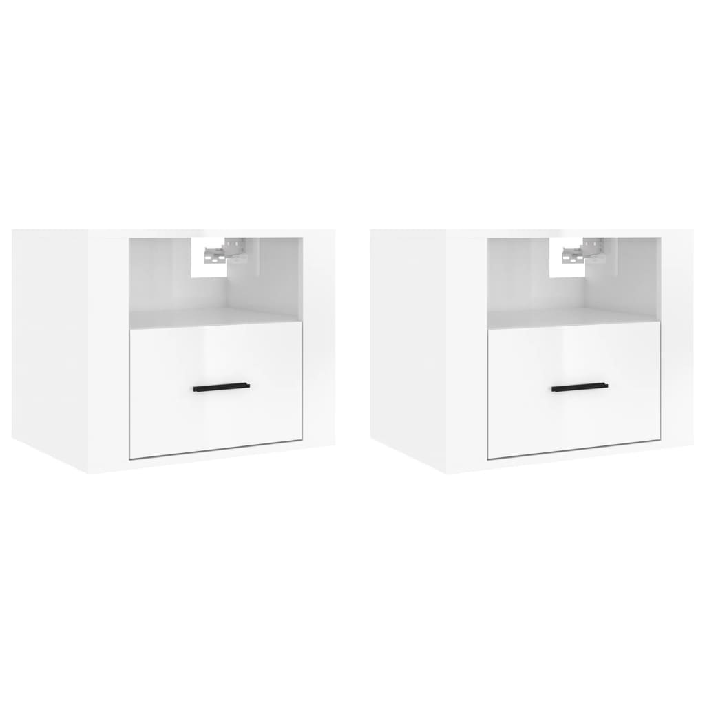 Tables de chevet murales 2 pcs Blanc brillant 50x36x40 cm - XIOS