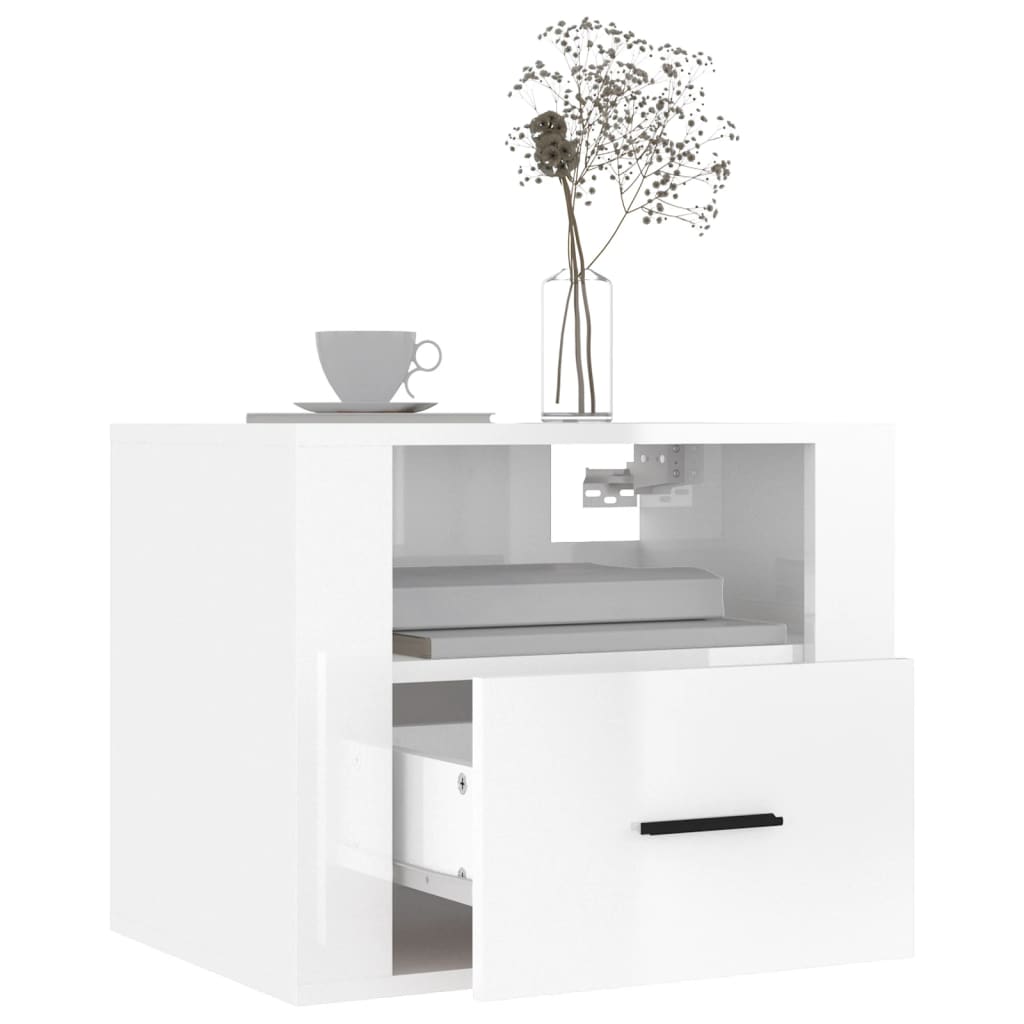 Tables de chevet murales 2 pcs Blanc brillant 50x36x40 cm - XIOS