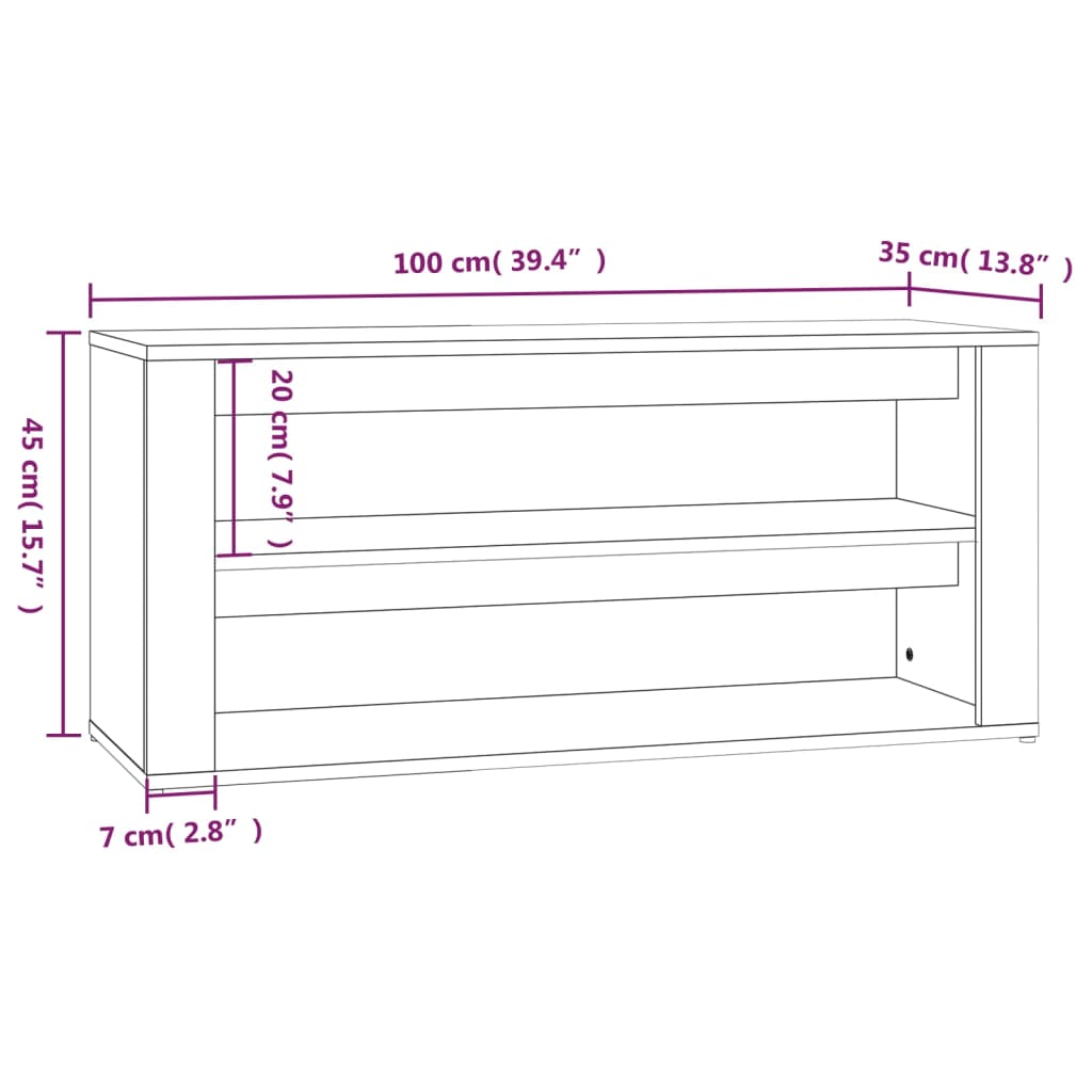 Étagère à chaussures Chêne sonoma 100x35x45cm Bois d'ingénierie - XIOS