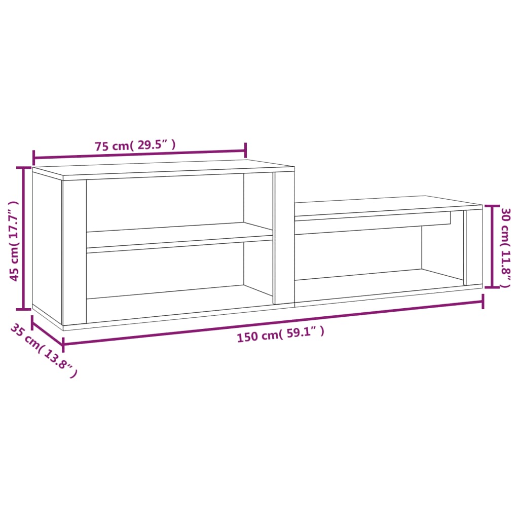Armoire à chaussures Sonoma gris 150x35x45 cm Bois d'ingénierie - XIOS