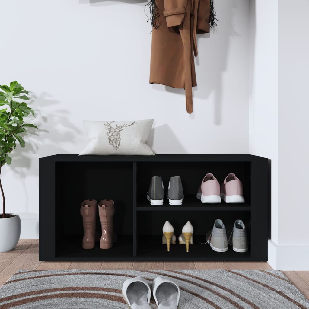 Armoire à chaussures Noir 100x35x45 cm Bois d'ingénierie - XIOS