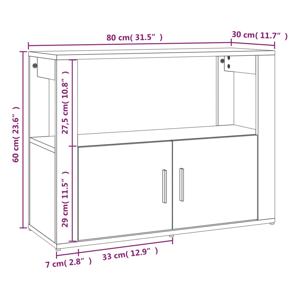 Buffet Sonoma gris 80x30x60 cm Bois d'ingénierie - XIOS