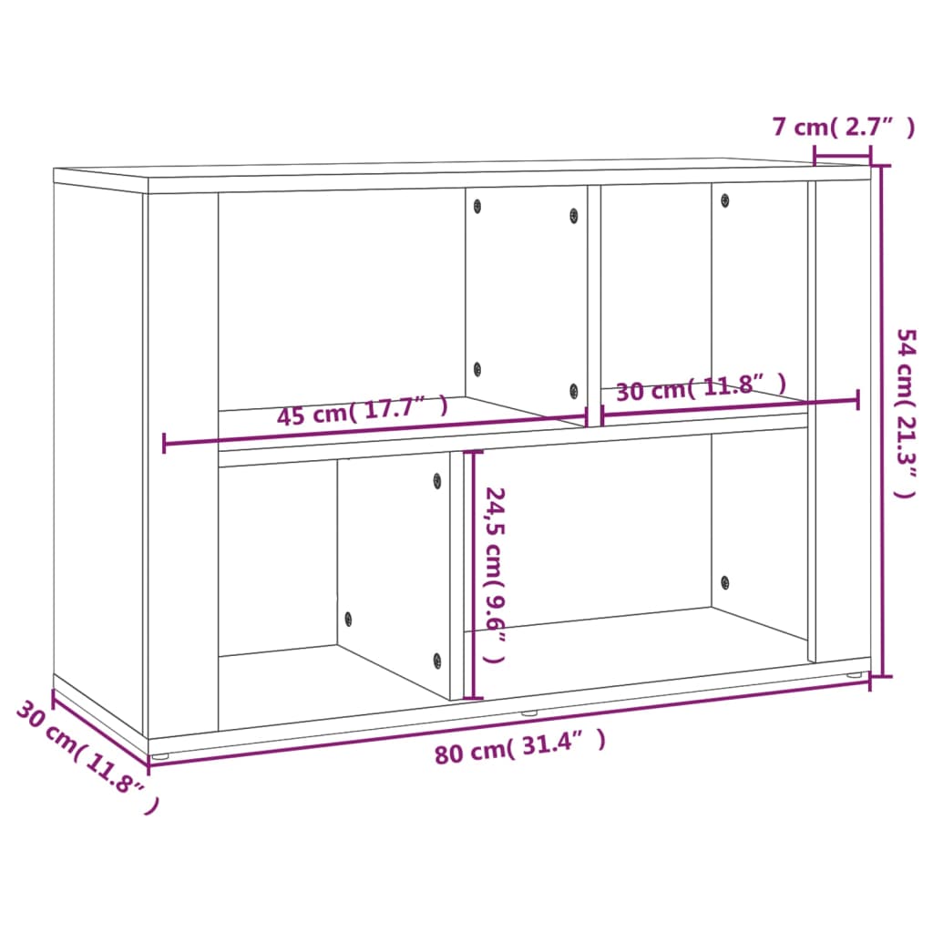 Buffet Chêne fumé 80x30x54 cm Bois d'ingénierie