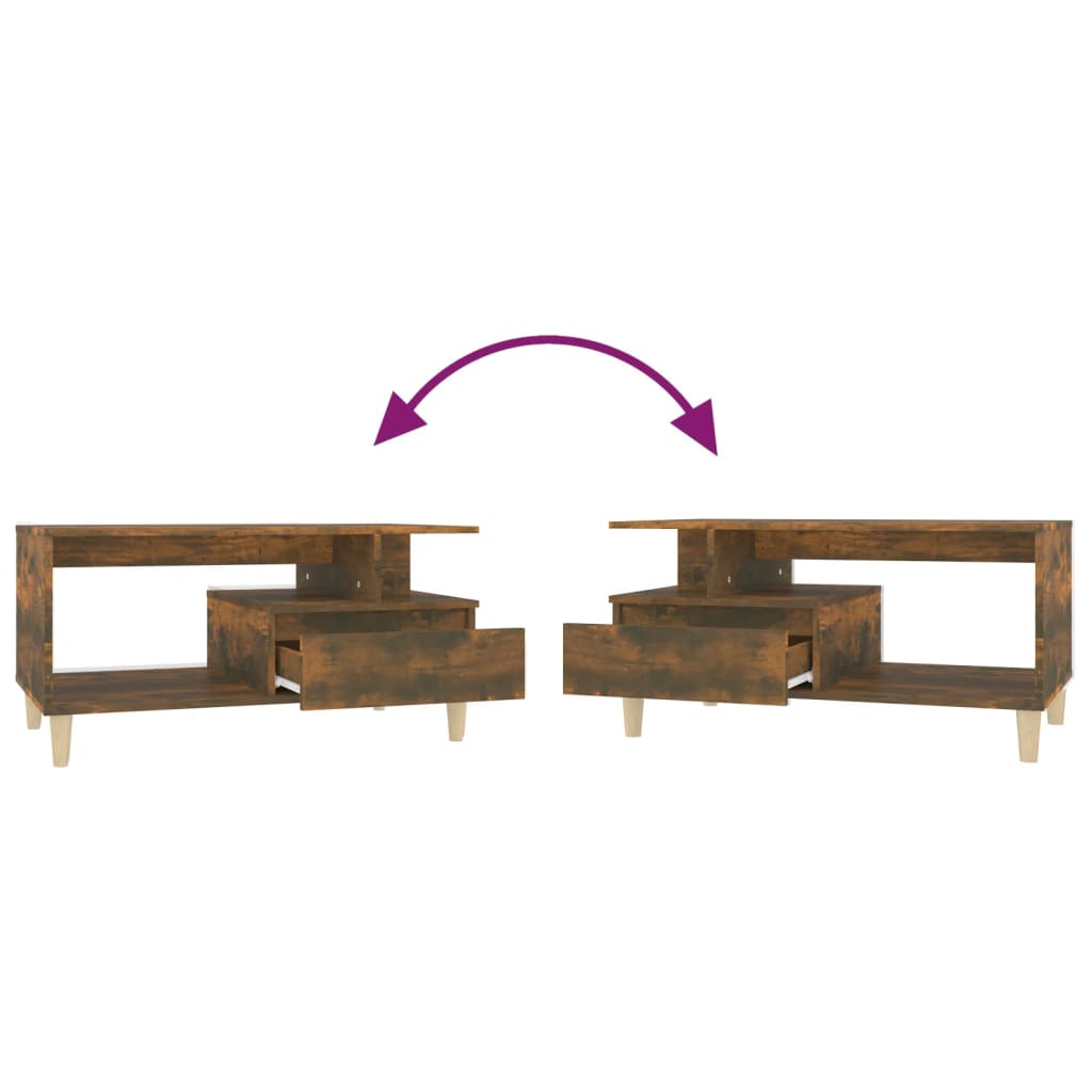 Table basse Chêne fumé 90x49x45 cm Bois d'ingénierie - XIOS