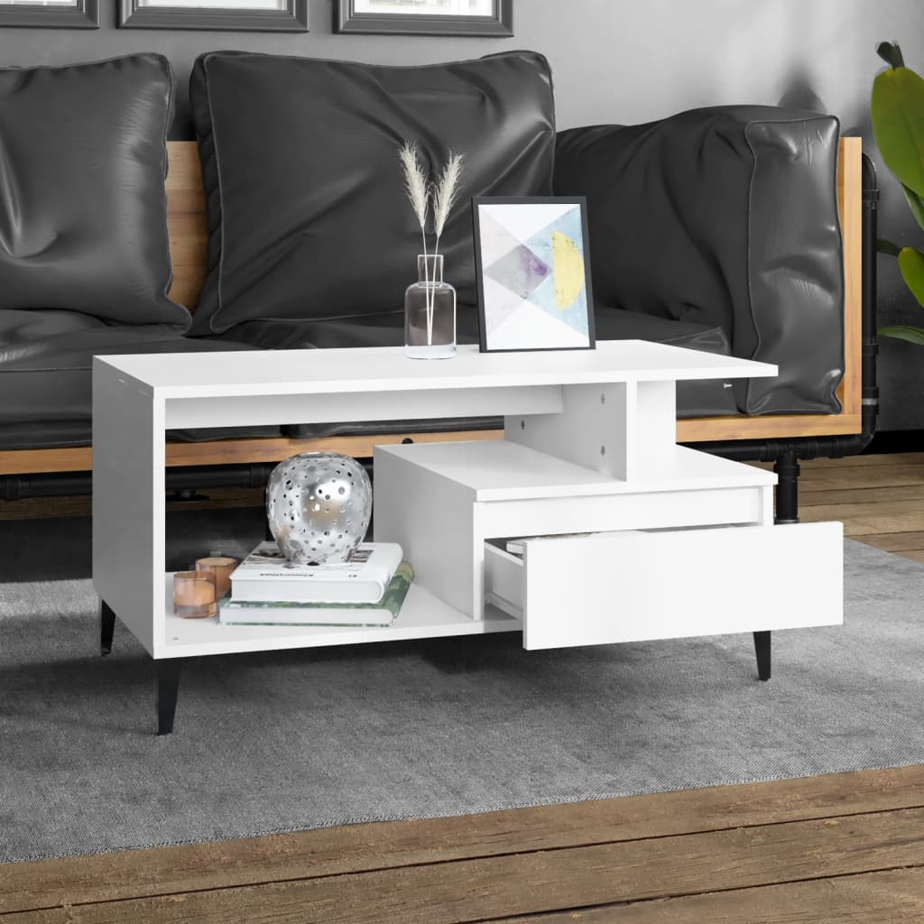 Table basse Blanc 90x49x45 cm Bois d'ingénierie - XIOS