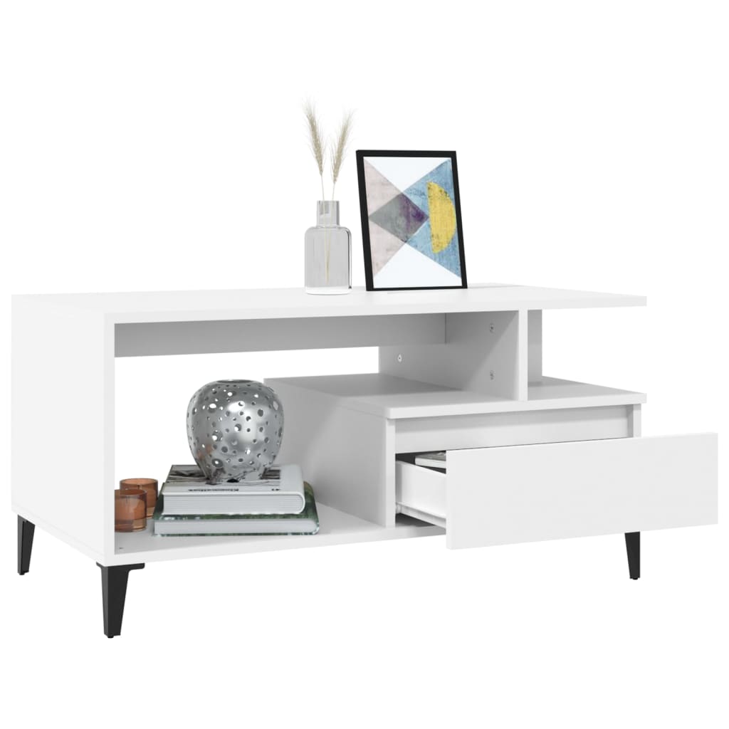 Table basse Blanc 90x49x45 cm Bois d'ingénierie - XIOS