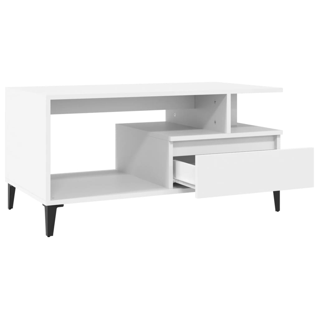 Table basse Blanc 90x49x45 cm Bois d'ingénierie - XIOS