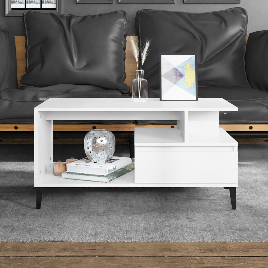 Table basse Blanc 90x49x45 cm Bois d'ingénierie - XIOS