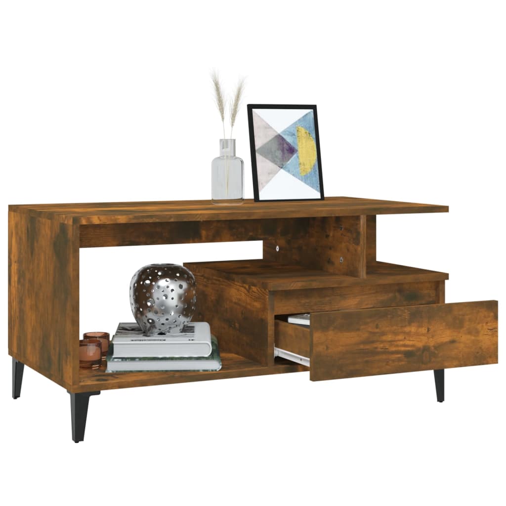 Table basse Chêne fumé 90x49x45 cm Bois d'ingénierie - XIOS
