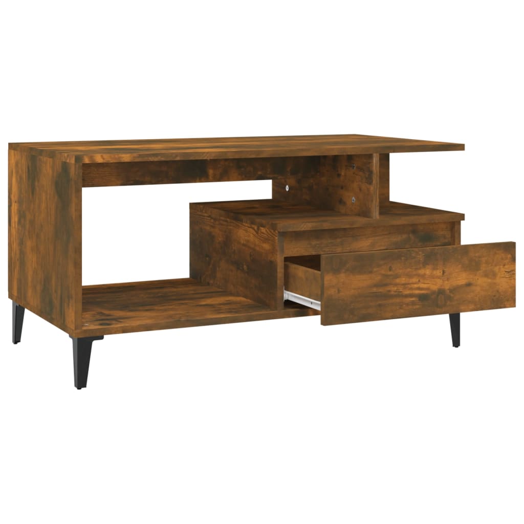 Table basse Chêne fumé 90x49x45 cm Bois d'ingénierie - XIOS