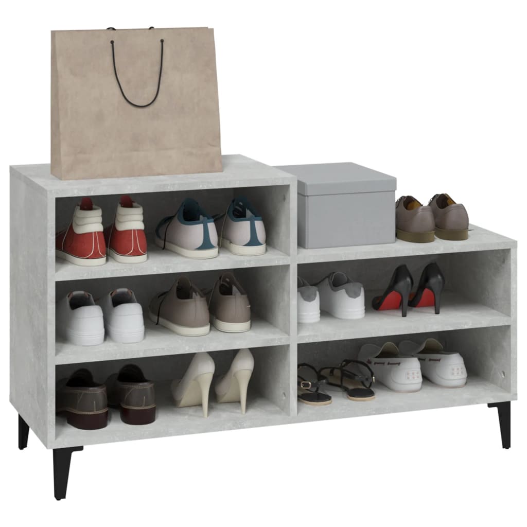Armoire à chaussures Gris béton 102x36x60 cm Bois d'ingénierie - XIOS