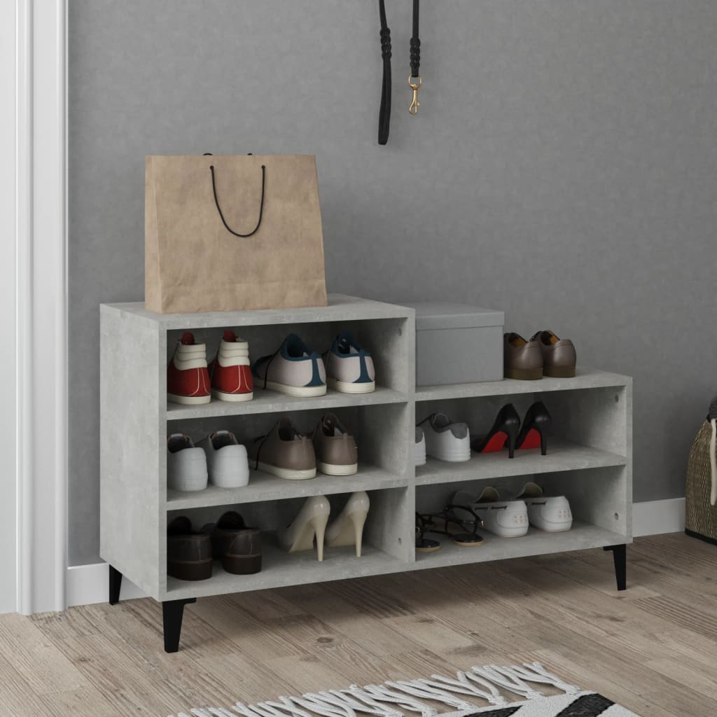 Armoire à chaussures Gris béton 102x36x60 cm Bois d'ingénierie - XIOS