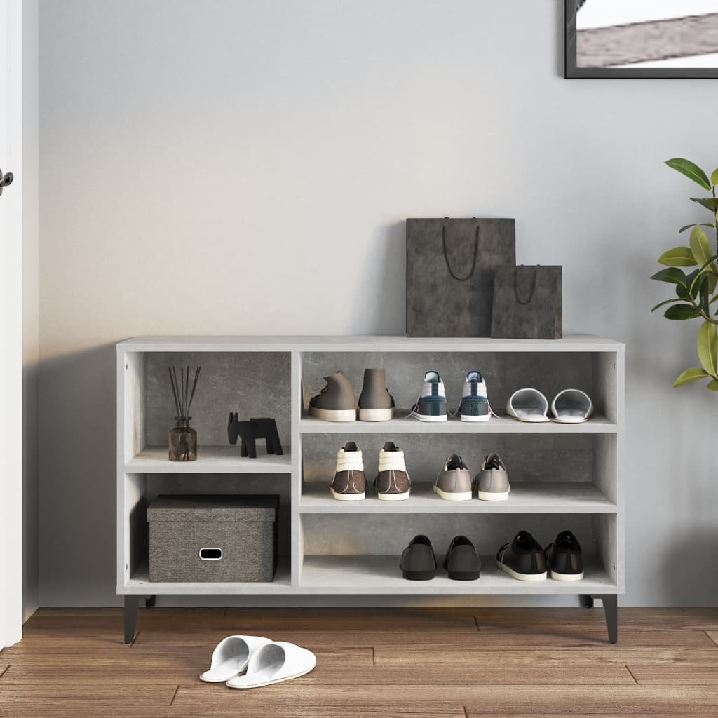 Armoire à chaussures Gris béton 102x36x60 cm Bois d'ingénierie - XIOS
