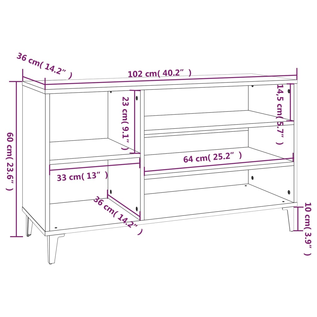 Armoire à chaussures Chêne marron 102x36x60cm Bois d'ingénierie - XIOS