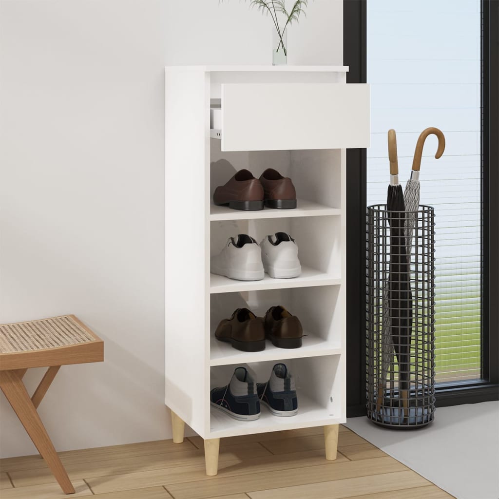 Armoire à chaussures Blanc brillant 40x36x105cm Bois ingénierie - XIOS