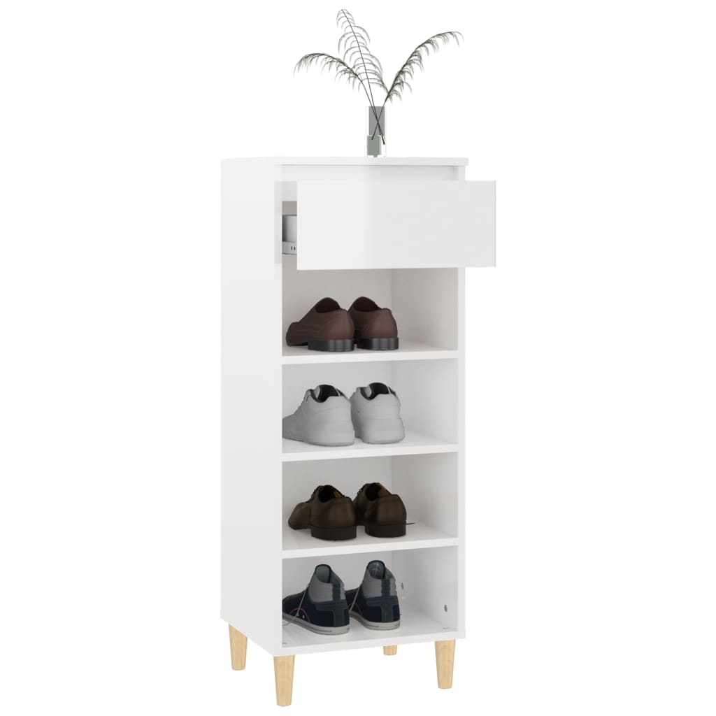 Armoire à chaussures Blanc brillant 40x36x105cm Bois ingénierie - XIOS