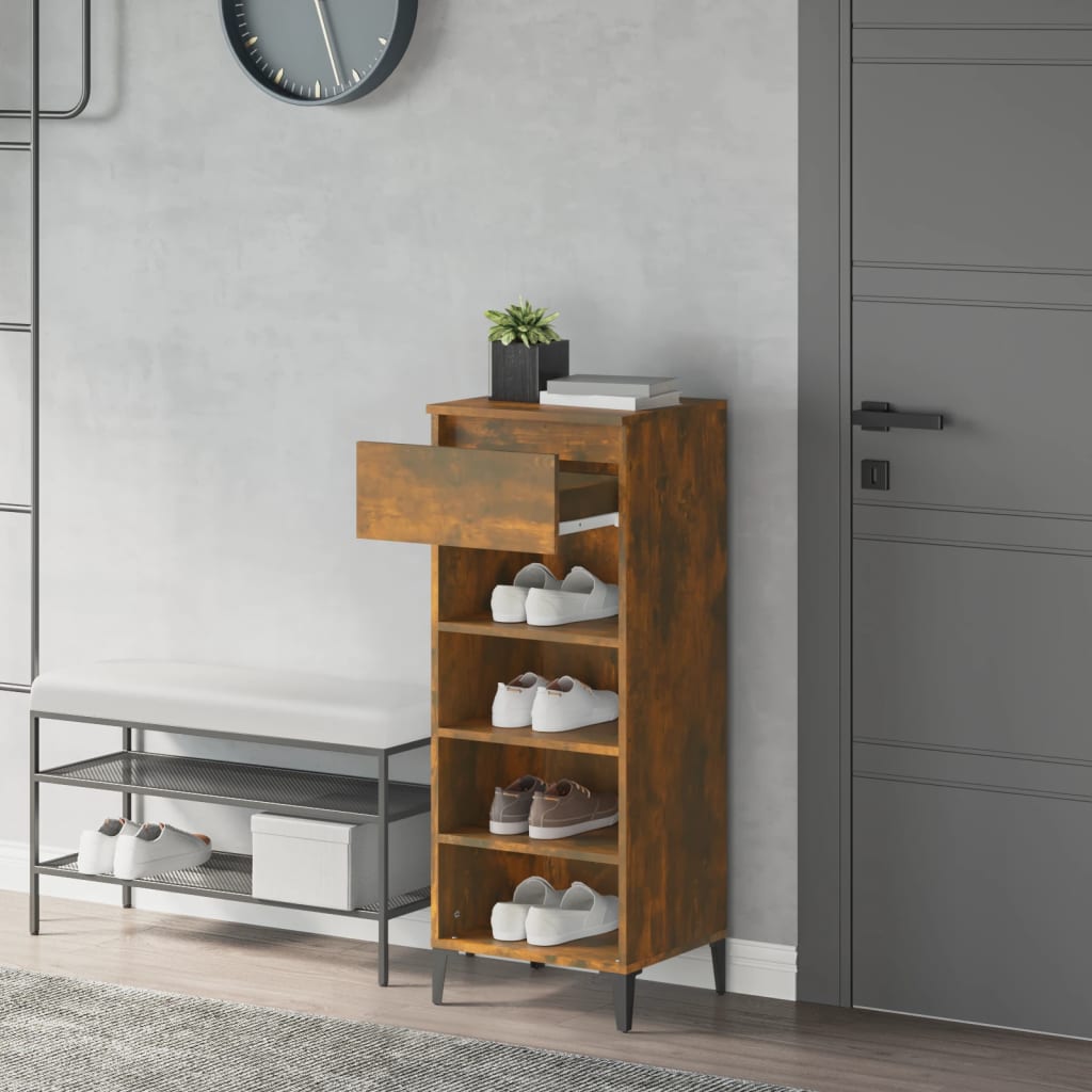 Étagère à chaussures Chêne fumé 40x36x105 cm Bois d'ingénierie - XIOS