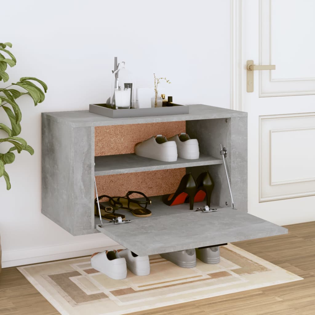 Armoire à chaussures murale Gris béton 70x35x38 cm - XIOS
