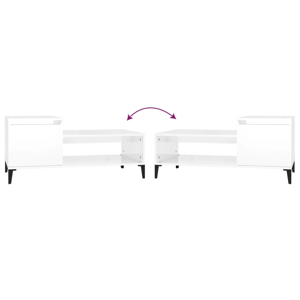 Table basse Blanc brillant 100x50x45 cm Bois d'ingénierie - XIOS