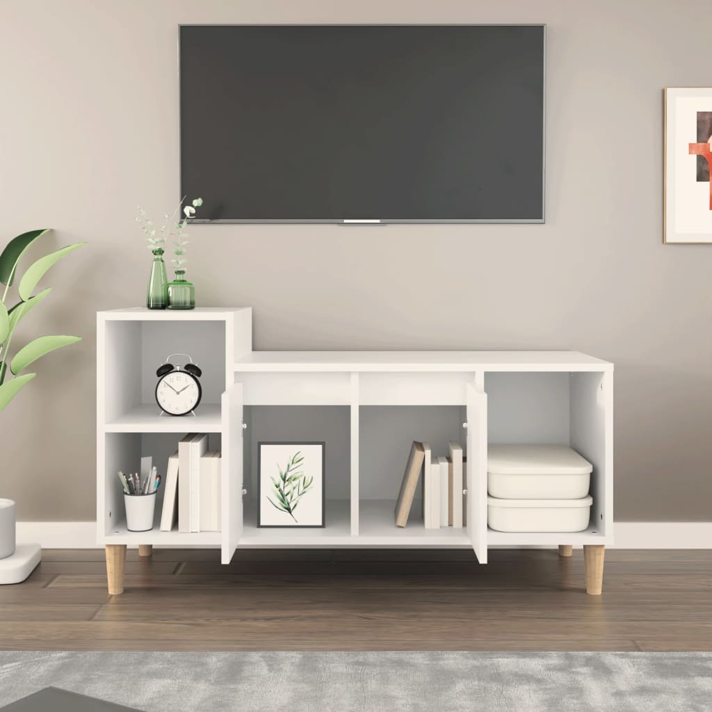 Meuble TV Blanc 100x35x55 cm Bois d'ingénierie - XIOS