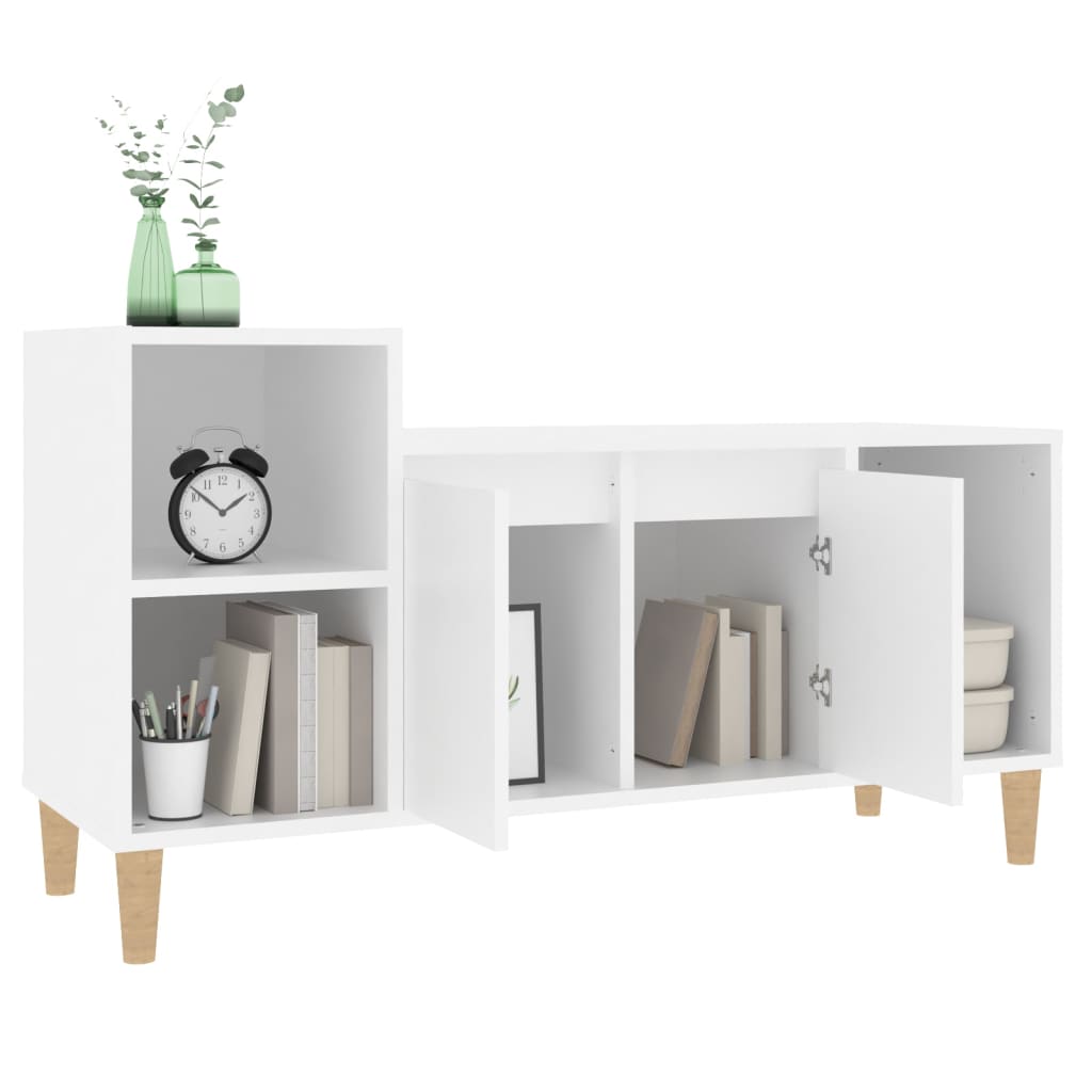Meuble TV Blanc 100x35x55 cm Bois d'ingénierie - XIOS