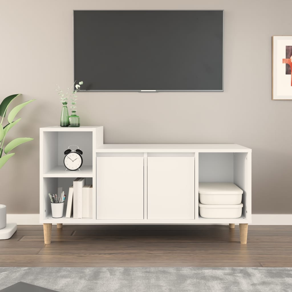 Meuble TV Blanc 100x35x55 cm Bois d'ingénierie - XIOS