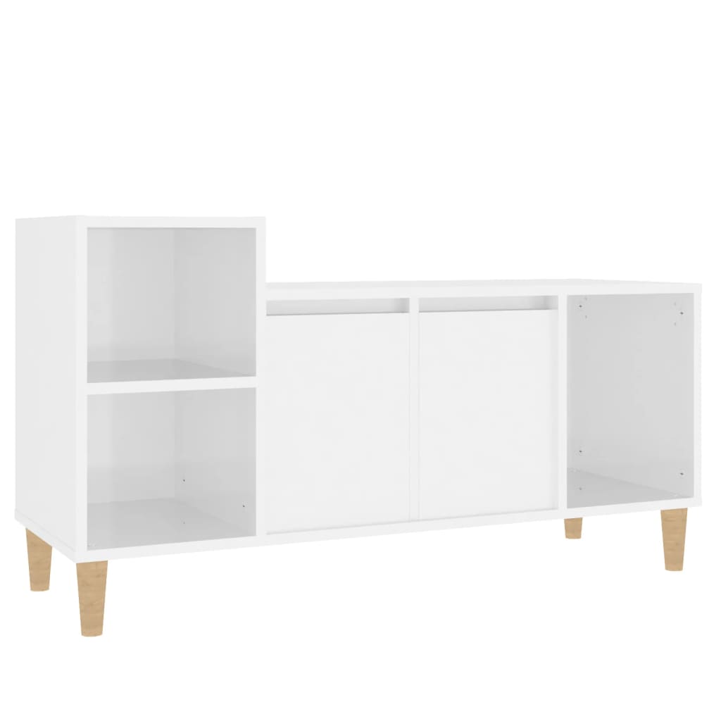 Meuble TV Blanc brillant 100x35x55 cm Bois d'ingénierie - XIOS
