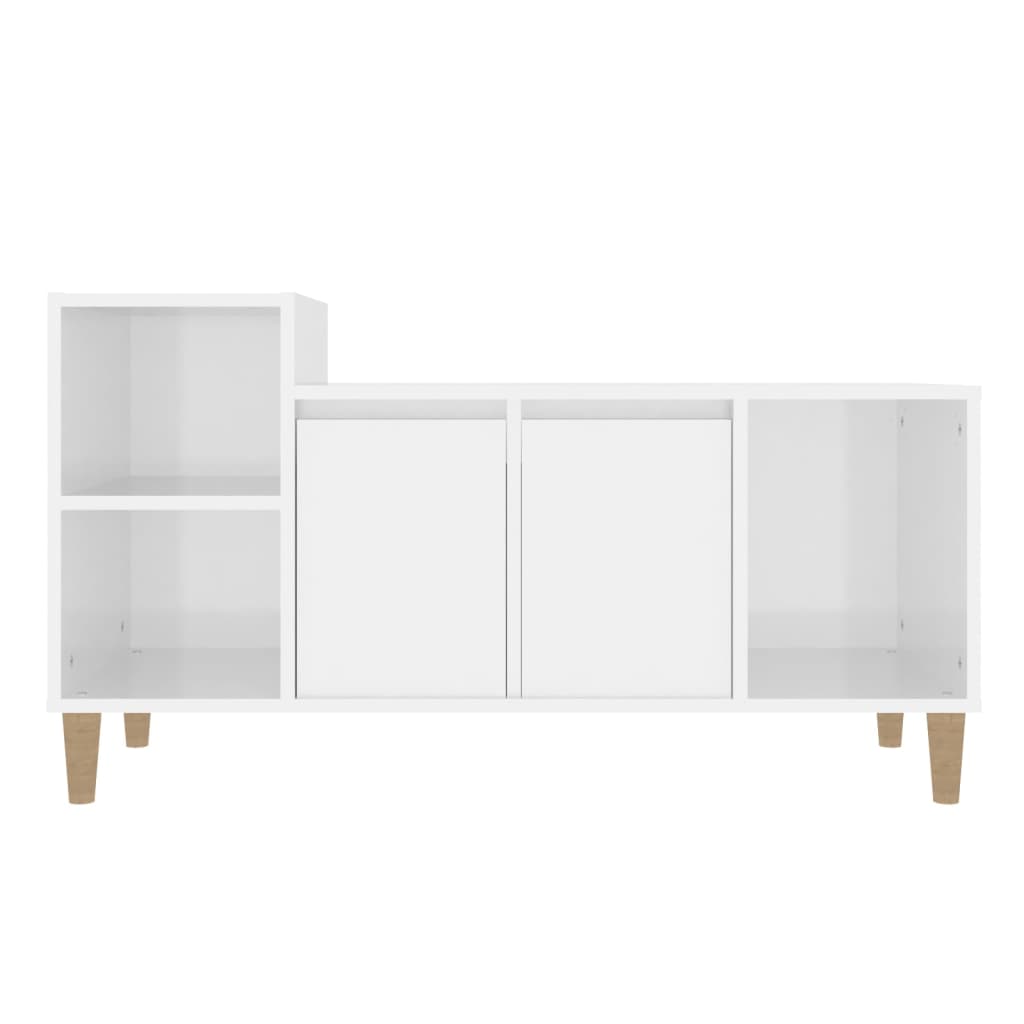 Meuble TV Blanc brillant 100x35x55 cm Bois d'ingénierie - XIOS