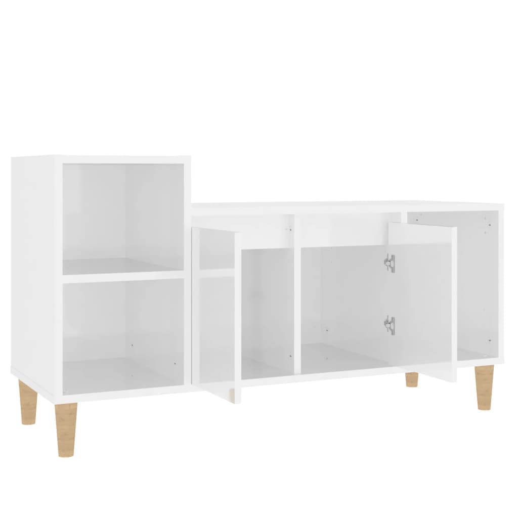 Meuble TV Blanc brillant 100x35x55 cm Bois d'ingénierie - XIOS