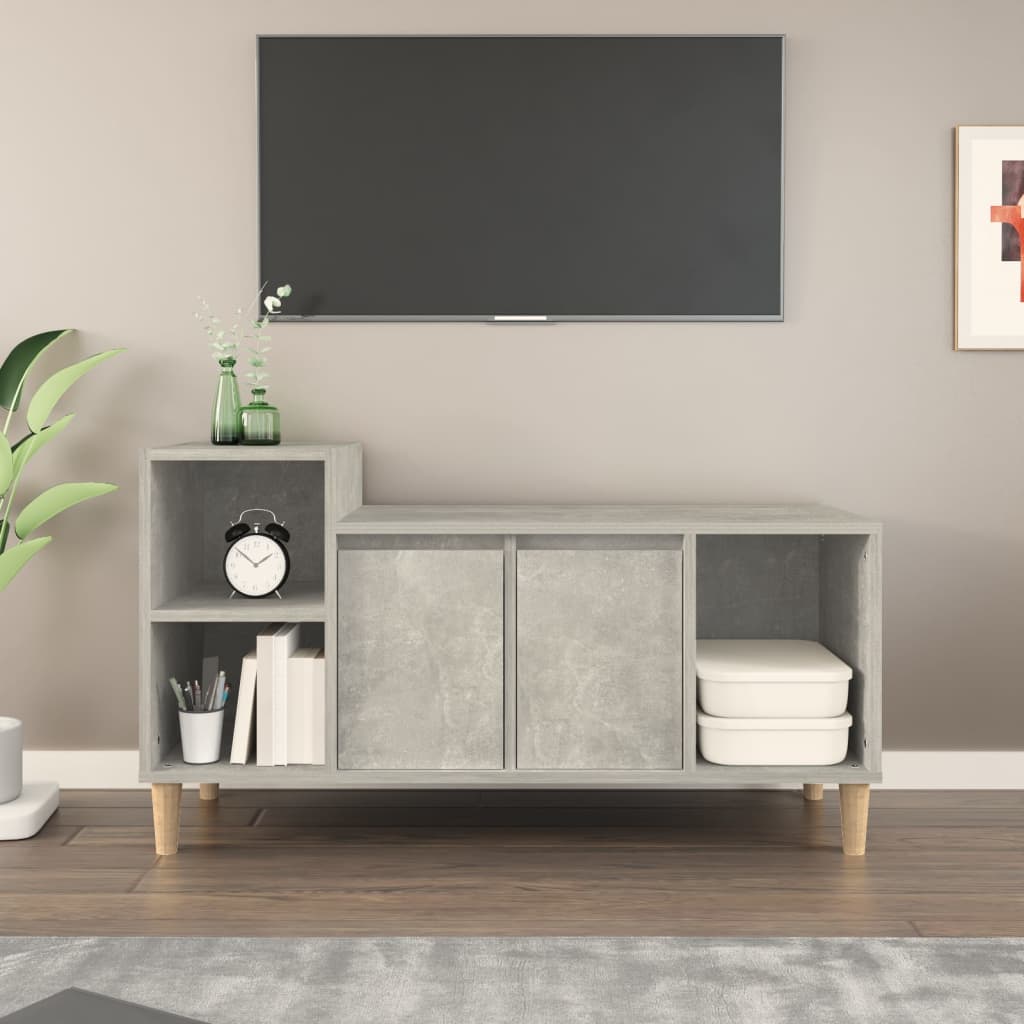 Meuble TV Gris béton 100x35x55 cm Bois d'ingénierie - XIOS