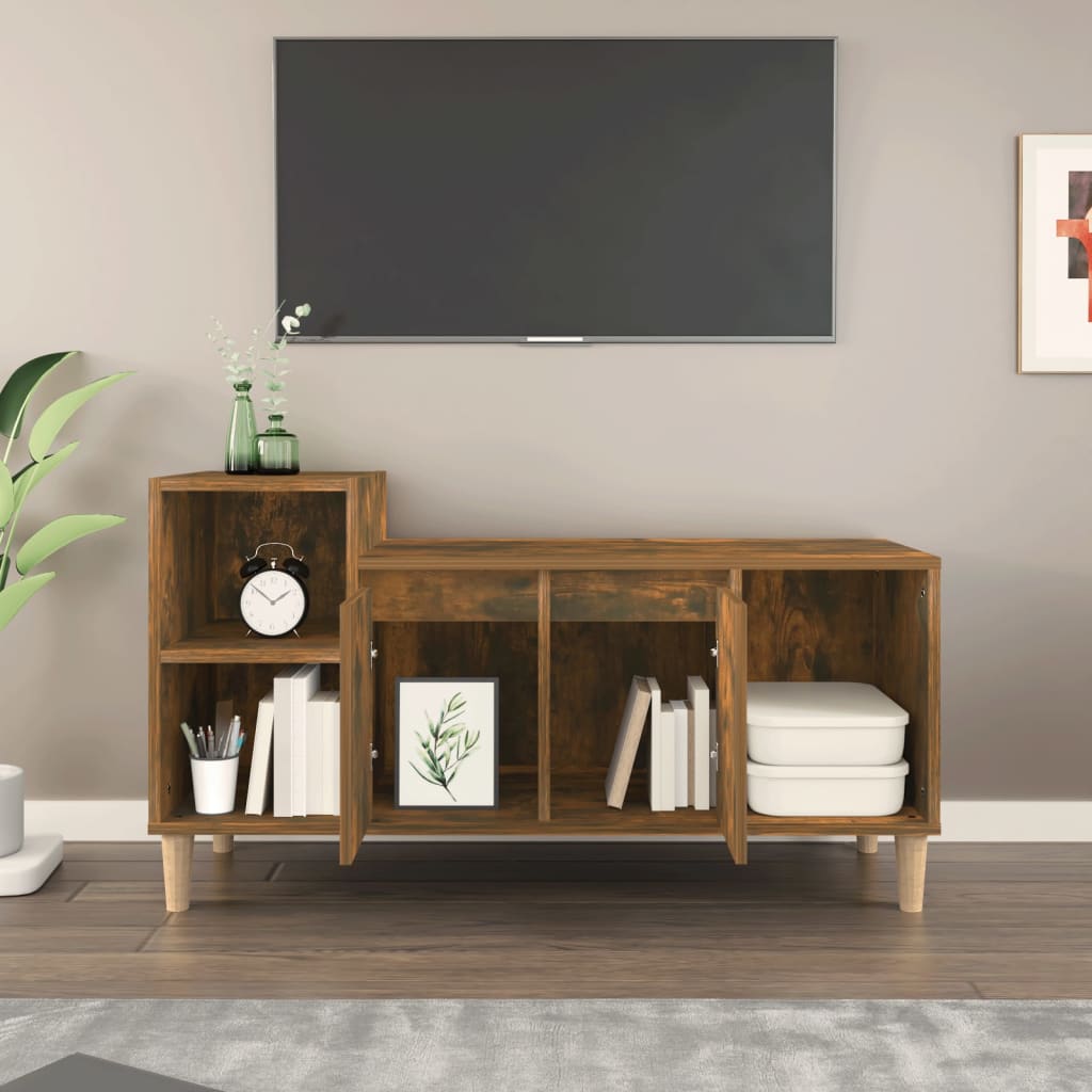 Meuble TV Chêne fumé 100x35x55 cm Bois d'ingénierie - XIOS