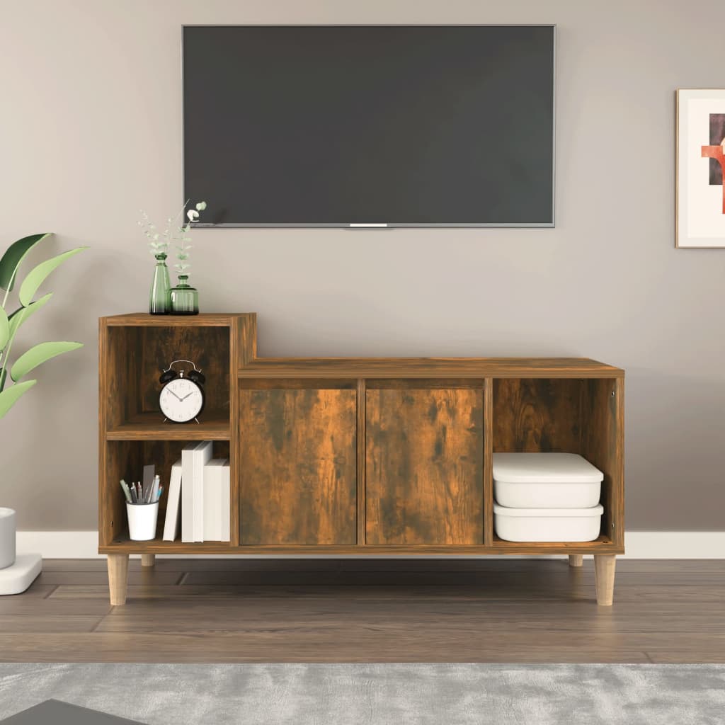 Meuble TV Chêne fumé 100x35x55 cm Bois d'ingénierie - XIOS