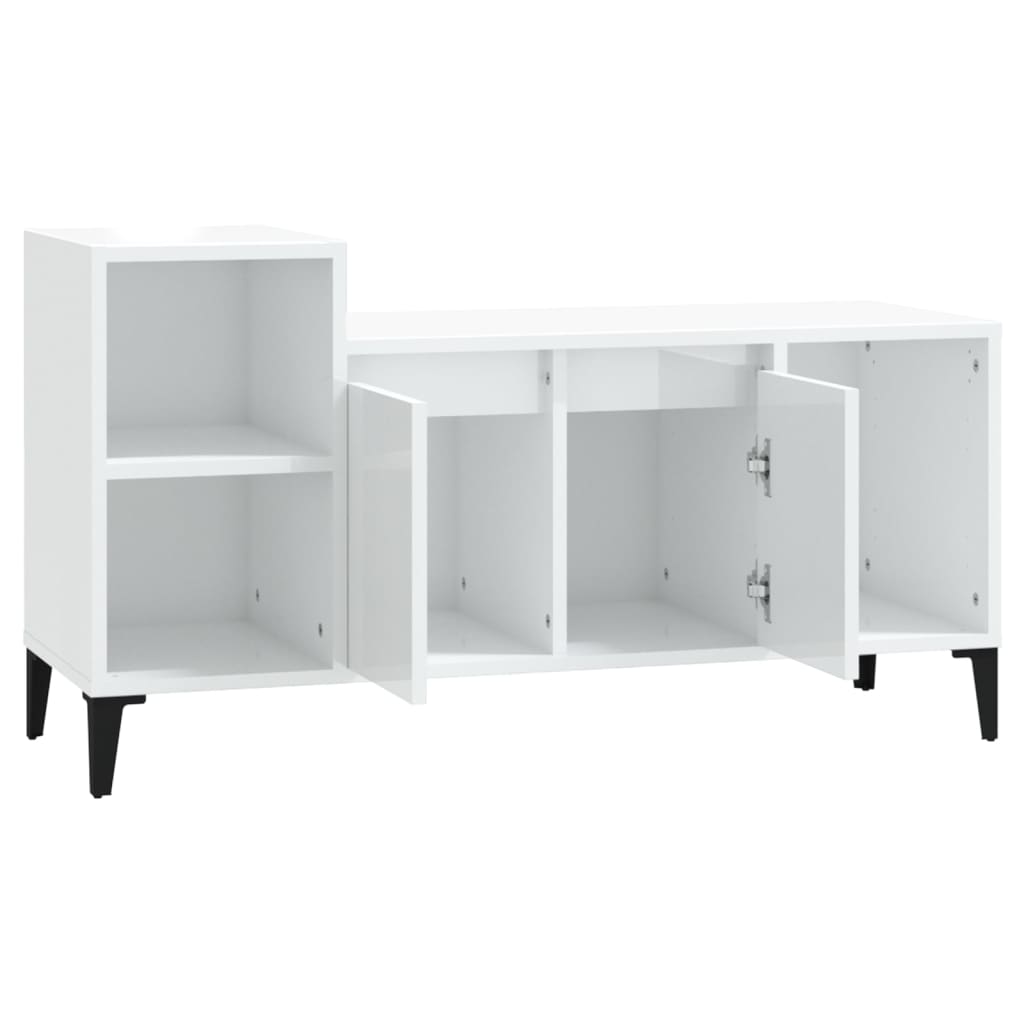 Meuble TV Blanc brillant 100x35x55 cm Bois d'ingénierie - XIOS