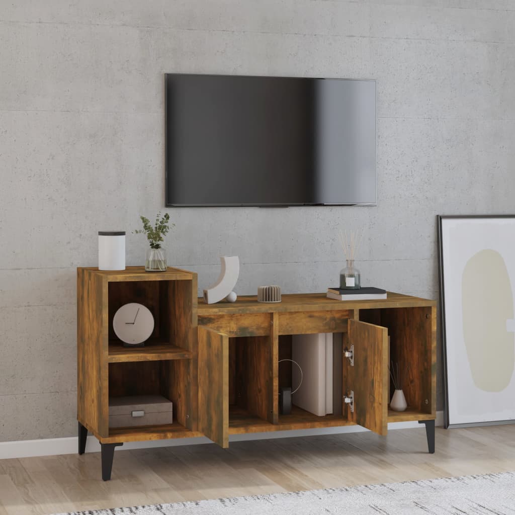 Meuble TV Chêne fumé 100x35x55 cm Bois d'ingénierie - XIOS
