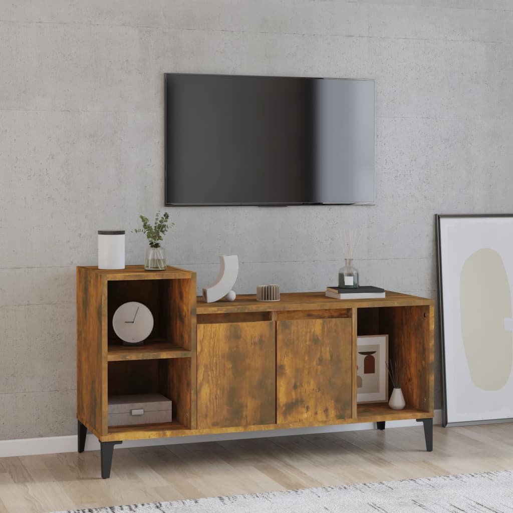 Meuble TV Chêne fumé 100x35x55 cm Bois d'ingénierie - XIOS
