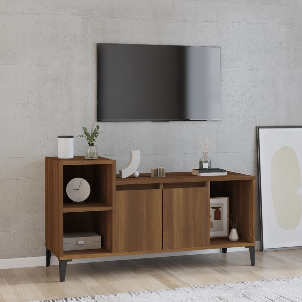 Meuble TV Chêne marron 100x35x55 cm Bois d'ingénierie - XIOS