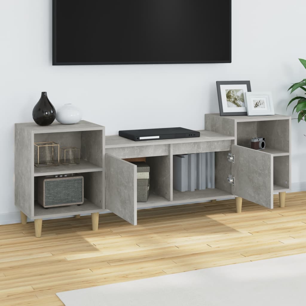 Meuble TV Gris béton 160x35x55 cm Bois d'ingénierie - XIOS
