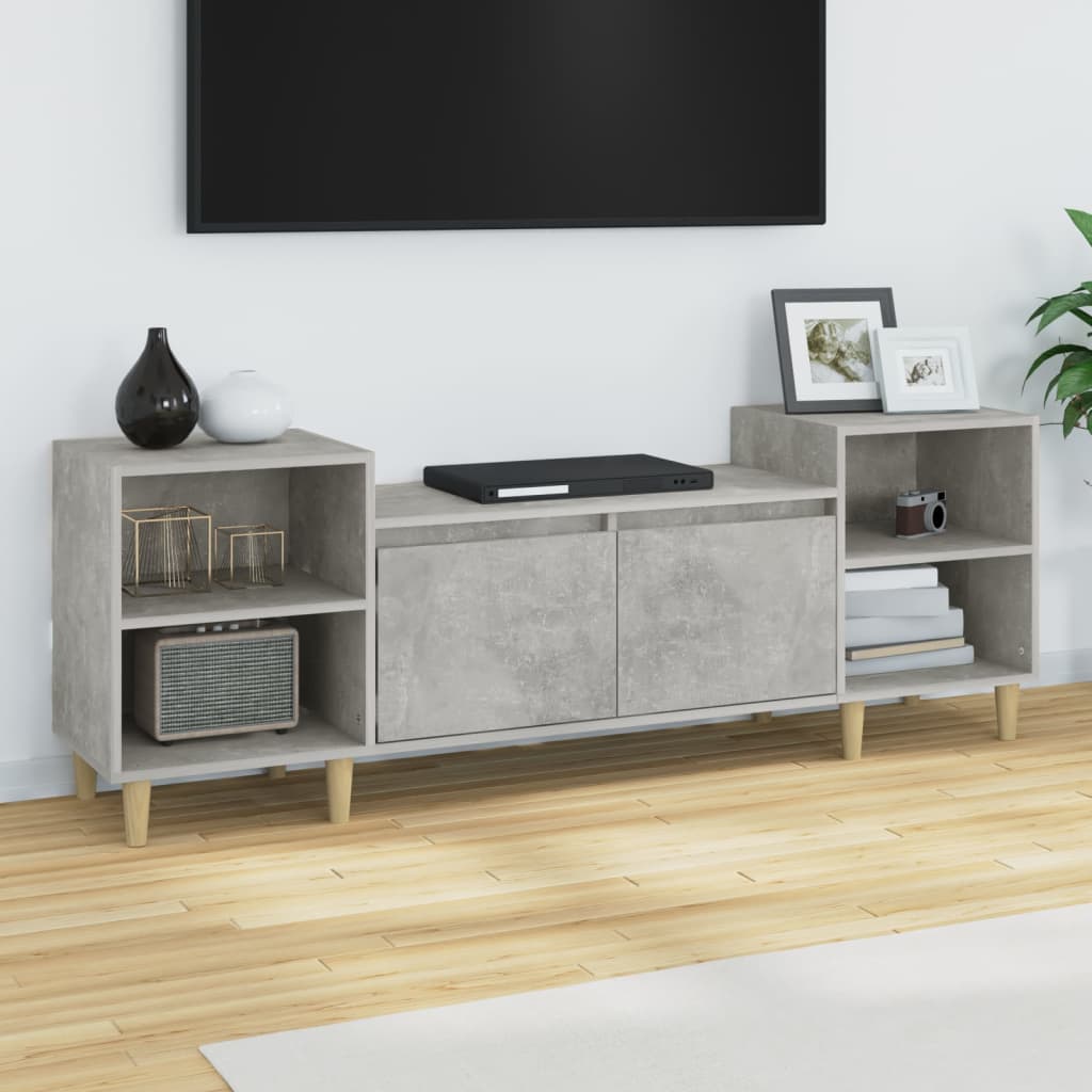 Meuble TV Gris béton 160x35x55 cm Bois d'ingénierie - XIOS