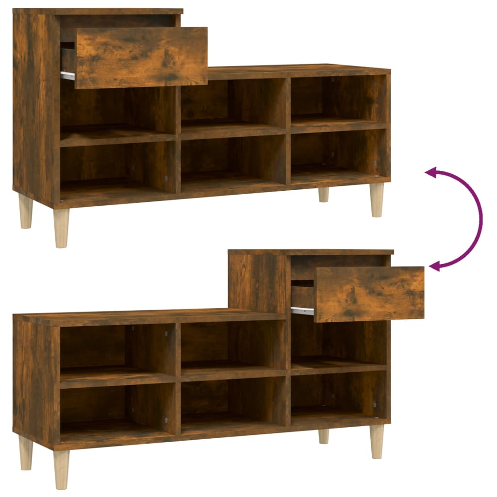 Armoire à chaussures Chêne fumé 102x36x60 cm Bois d'ingénierie - XIOS