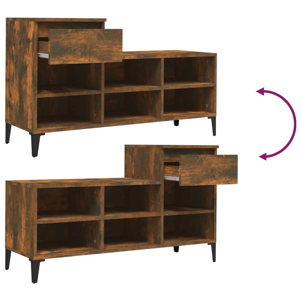 Armoire à chaussures Chêne fumé 102x36x60 cm Bois d'ingénierie - XIOS