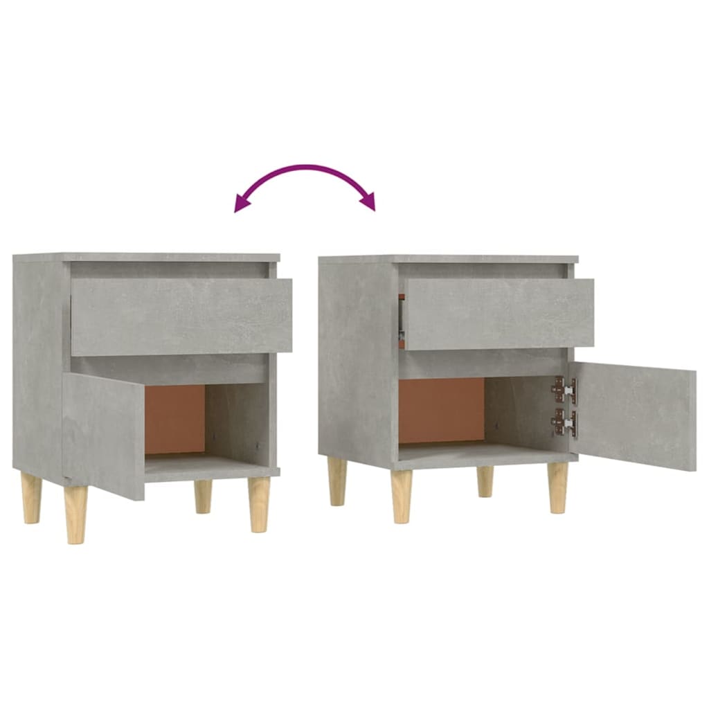 Tables de chevet 2 pcs Gris béton 40x35x50 cm - XIOS