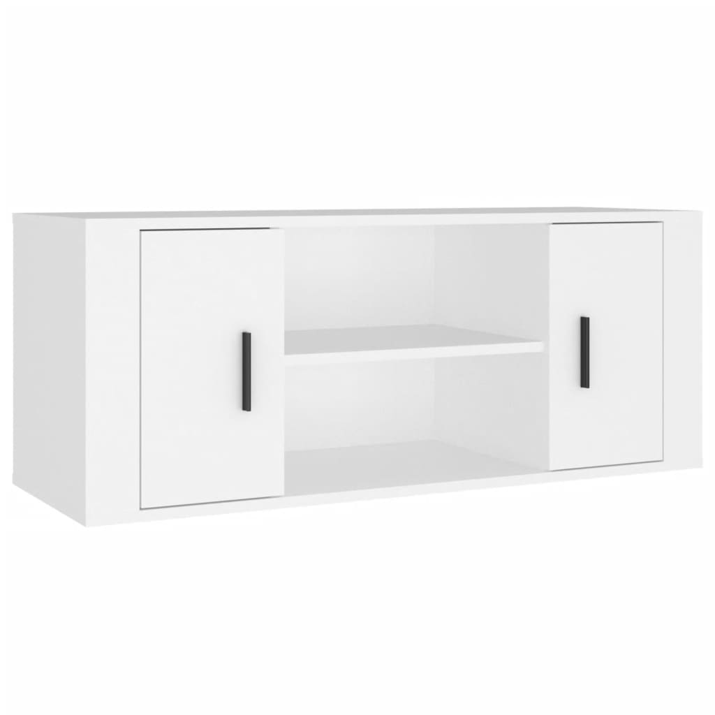 Meuble TV Blanc 100x35x40 cm Bois d'ingénierie - XIOS