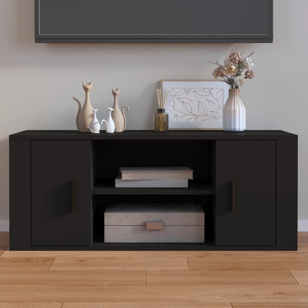 Meuble TV Noir 100x35x40 cm Bois d'ingénierie - XIOS