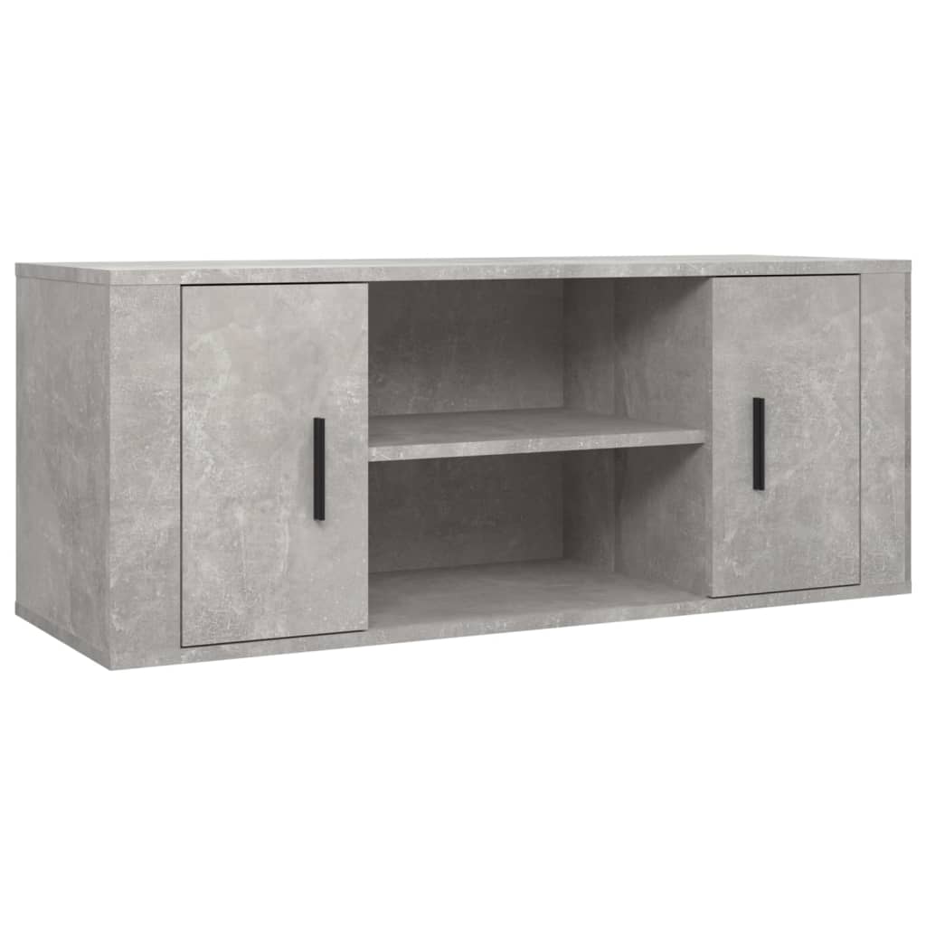 Meuble TV Gris béton 100x35x40 cm Bois d'ingénierie - XIOS