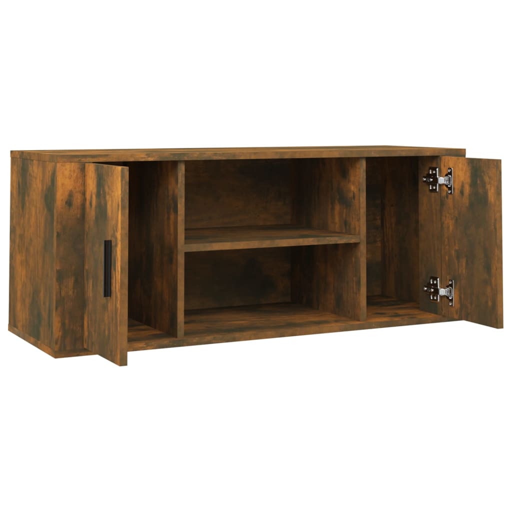 Meuble TV Chêne fumé 100x35x40 cm Bois d'ingénierie - XIOS