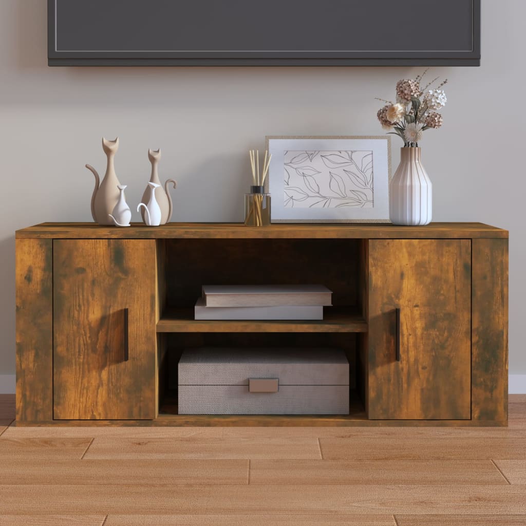 Meuble TV Chêne fumé 100x35x40 cm Bois d'ingénierie - XIOS